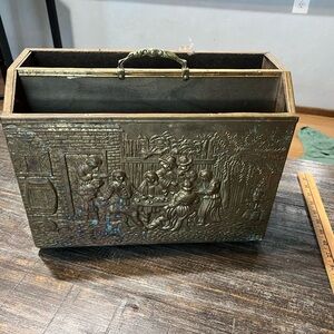 Brass And Wood Vintage Magazine Rack